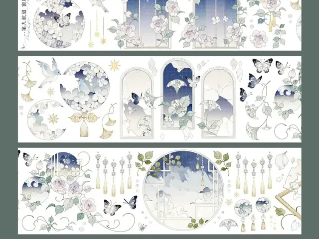 Ninth Channel Washi Tape Sample - Fallen Jade Shadows