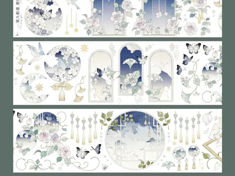 Ninth Channel Washi Tape Sample - Fallen Jade Shadows