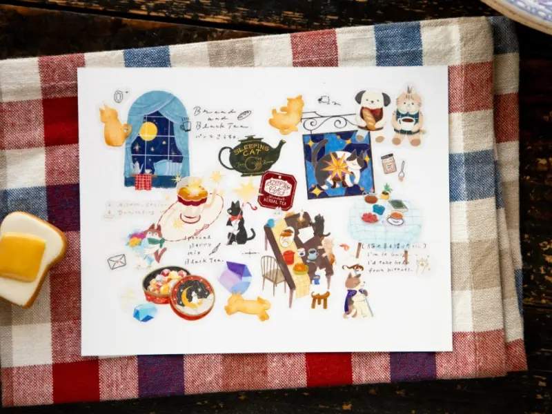 Pre-Order OURS Kiss-Cut PET Tape Tea Room - Sleeping Cat