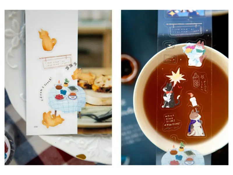 Pre-Order OURS Kiss-Cut PET Tape Tea Room - Sleeping Cat