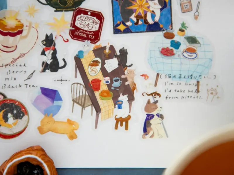 Pre-Order OURS Kiss-Cut PET Tape Tea Room - Sleeping Cat