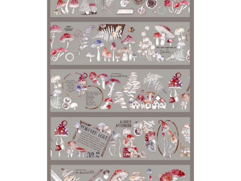 Time Grid Washi Tape Sample - Fairy Tale Mushroom