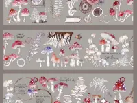 Time Grid Washi Tape Sample - Fairy Tale Mushroom