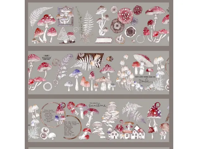 Time Grid Washi Tape Sample - Fairy Tale Mushroom