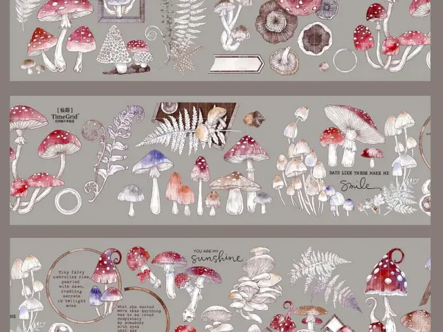 Time Grid Washi Tape Sample - Fairy Tale Mushroom