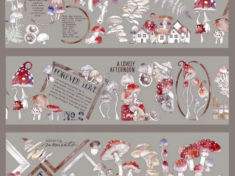 Time Grid Washi Tape Sample - Fairy Tale Mushroom