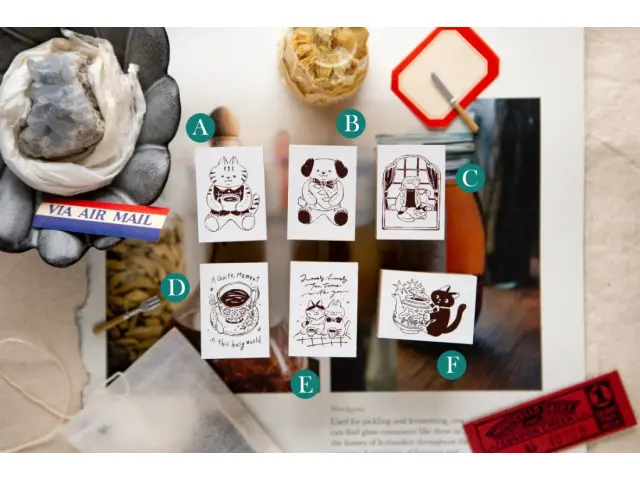 OURS Wooden Rubber Stamps The Gift - Tea Room