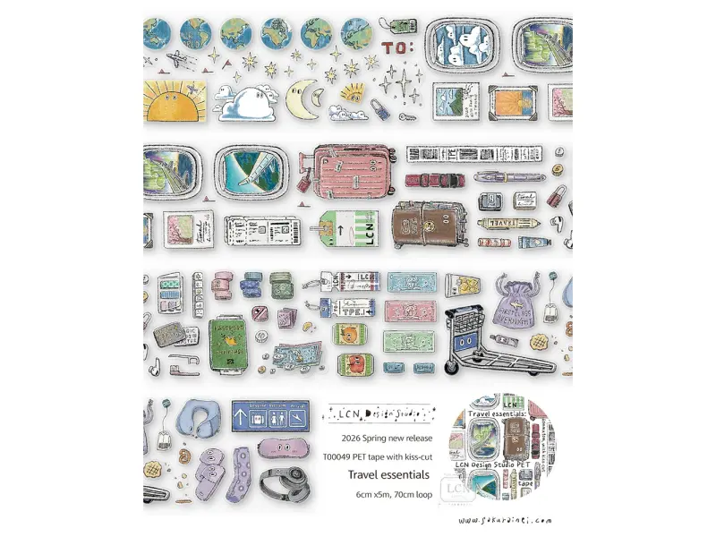 Pre-Order LCN Kiss-Cut PET Tape - Travel Essentials