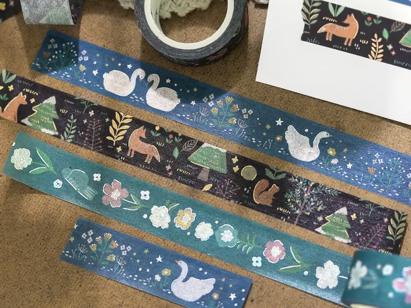 Pre-Order BGM Washi Tape Nordic Forest - Moonlit Flowers