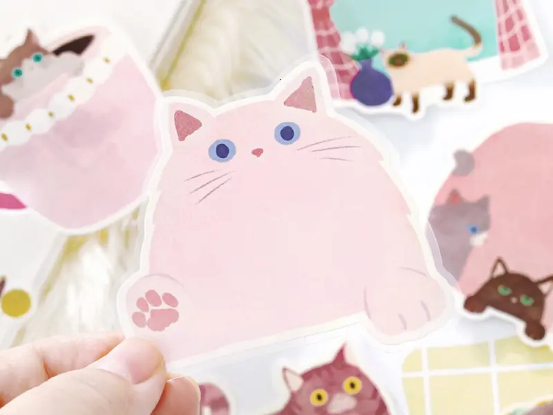 Pre-Order BGM Memo Stickers Cat Diary - Pink