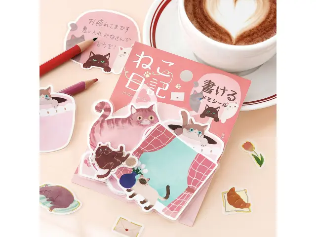 BGM Memo Stickers Cat Diary - Pink