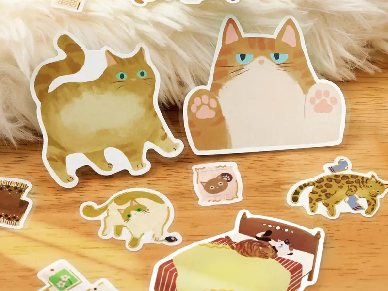 Pre-Order BGM Memo Stickers Cat Diary - Yellow