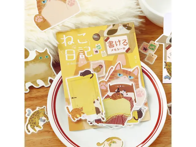 BGM Memo Stickers Cat Diary - Yellow