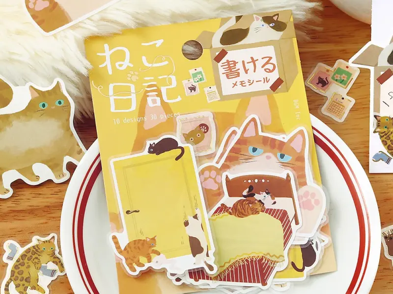 Pre-Order BGM Memo Stickers Cat Diary - Yellow