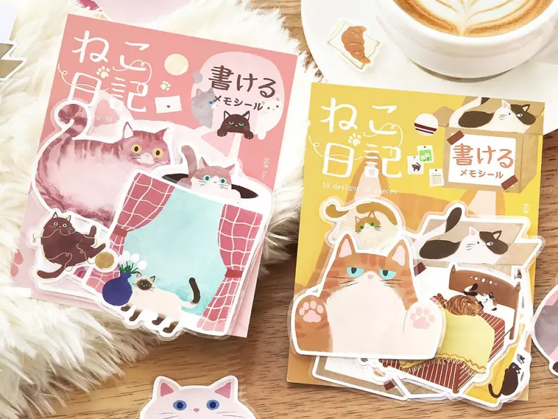Pre-Order BGM Memo Stickers Cat Diary - Yellow