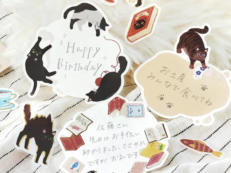 Pre-Order BGM Memo Stickers Cat Diary - Black