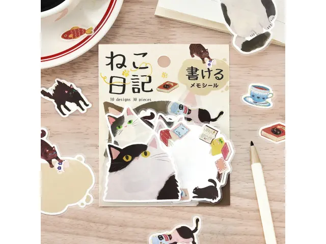BGM Memo Stickers Cat Diary - Black