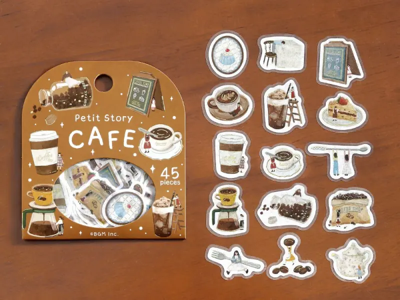 Pre-Order BGM Sticker Flakes Petit Story - Cafe