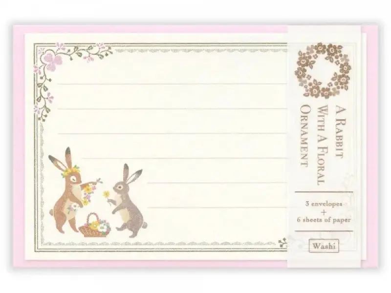 Pre-Order NB Co. Mini Letter Set RESSA Books - Rabbit with Floral Ornament