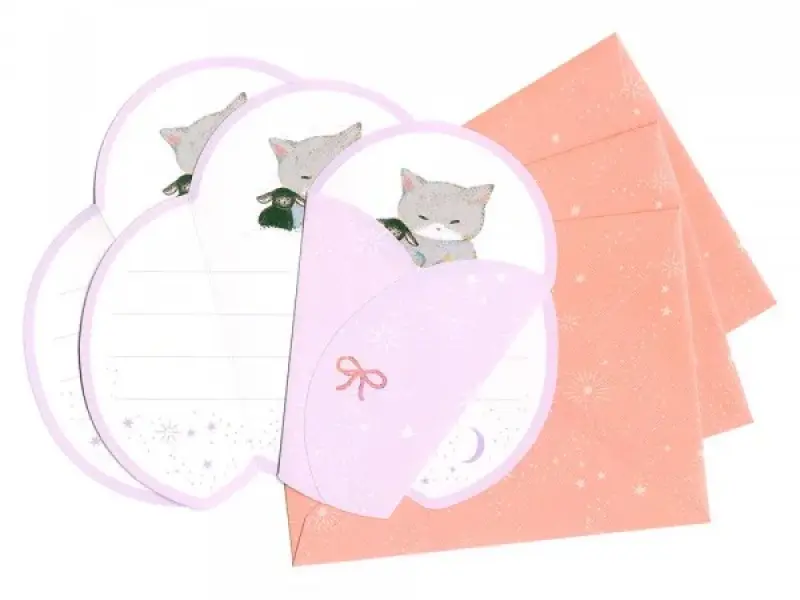 Pre-Order NB Co. Okurumi Mini Letter - Pink Cat