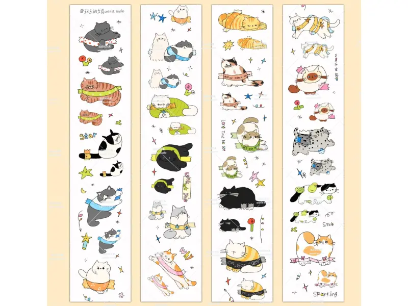Pre-Order Wanle Studio Kiss-Cut Washi Tape - Tape Stuck On The Kitten