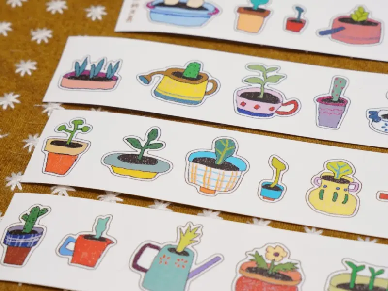 Pre-Order Wanle Studio Kiss-Cut Washi Tape - Mini Potted Plant