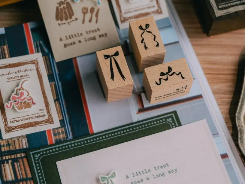 Pre-Order Meow Illustration Wooden Rubber Stamp Set - Moonlight Hall