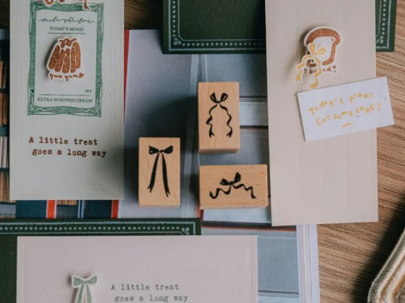 Pre-Order Meow Illustration Wooden Rubber Stamp Set - Moonlight Hall