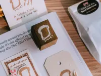 Pre-Order Meow Illustration Wooden Rubber Stamp - A Piece Of Bread