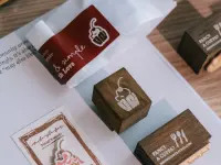 Pre-Order Meow Illustration Wooden Rubber Stamp - Cherry Cup Cake