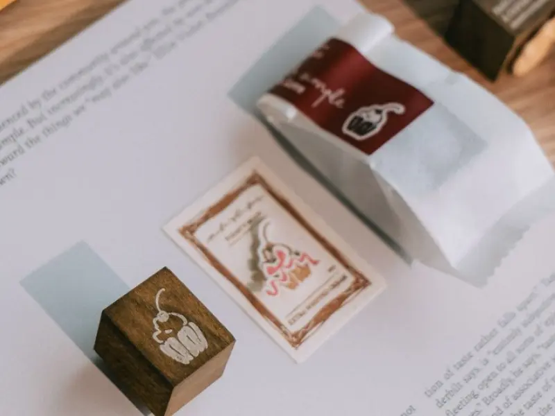 Pre-Order Meow Illustration Wooden Rubber Stamp - Cherry Cup Cake