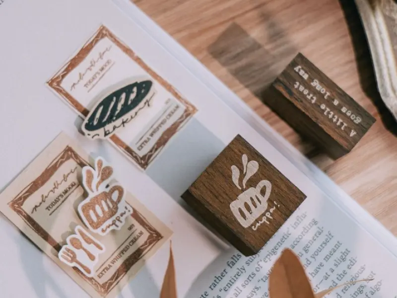 Pre-Order Meow Illustration Wooden Rubber Stamp - Cuppa