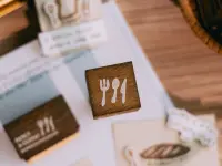 Pre-Order Meow Illustration Wooden Rubber Stamp - Fork Knife Spoon