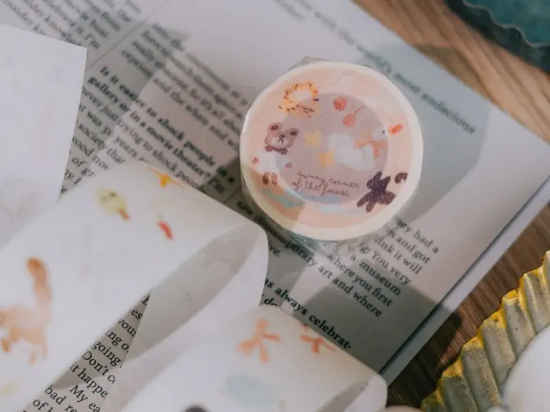 Pre-Order Meow Illustration Sunny Corner of The Forest Japanese Washi Tape With Kisscut