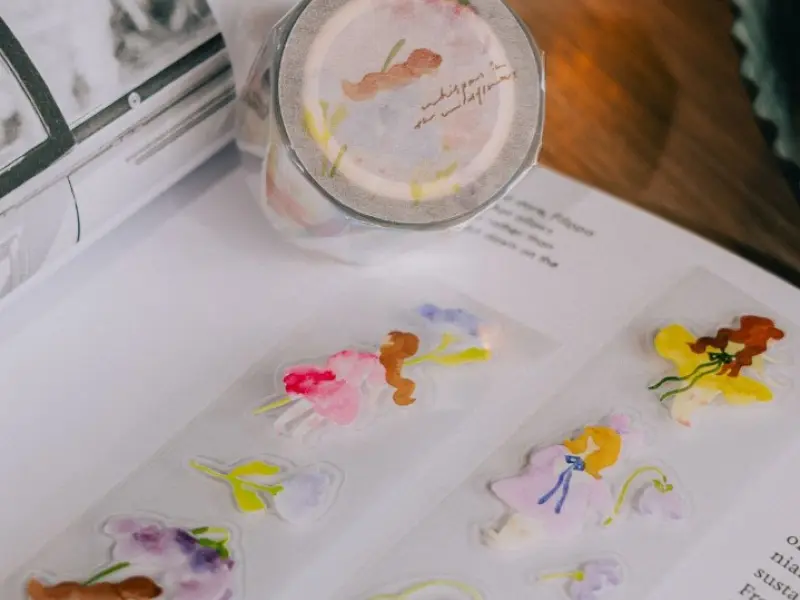Pre-Order Meow Illustration Whispers in the Flower Field Glossy PET tape with Kisscut