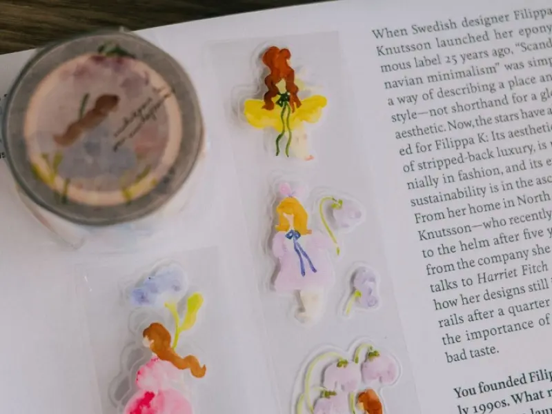 Pre-Order Meow Illustration Whispers in the Flower Field Glossy PET tape with Kisscut