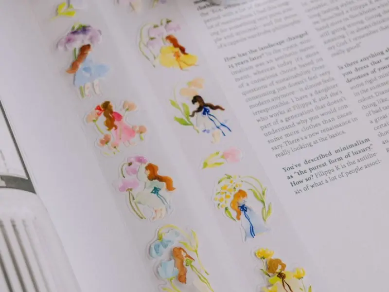 Pre-Order Meow Illustration Whispers in the Flower Field Glossy PET tape with Kisscut