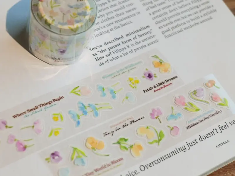 Pre-Order Meow Illustration Wildflower Field Glossy PET Tape With Kisscut