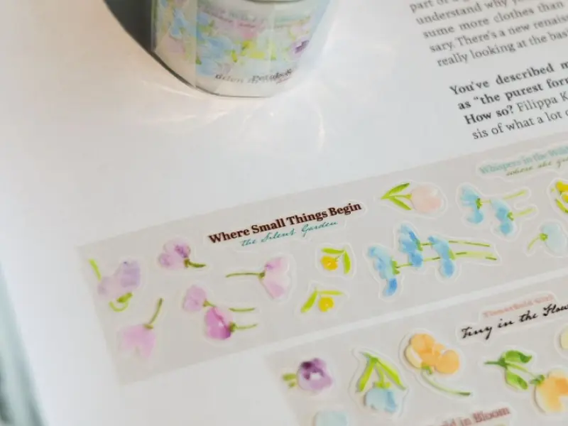 Pre-Order Meow Illustration Wildflower Field Glossy PET Tape With Kisscut