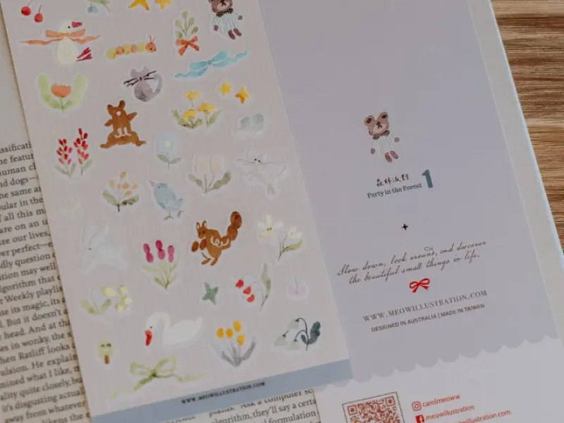 Pre-Order Meow Illustration Party in the Forest 1 Transparent Stickers