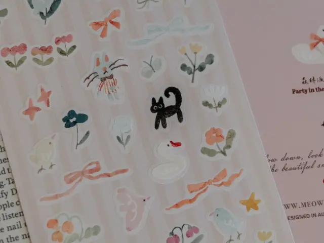 Pre-Order Meow Illustration Party in the Forest 2 Transparent Stickers