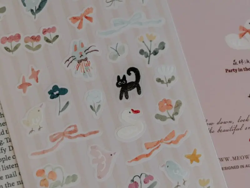 Pre-Order Meow Illustration Party in the Forest 2 Transparent Stickers