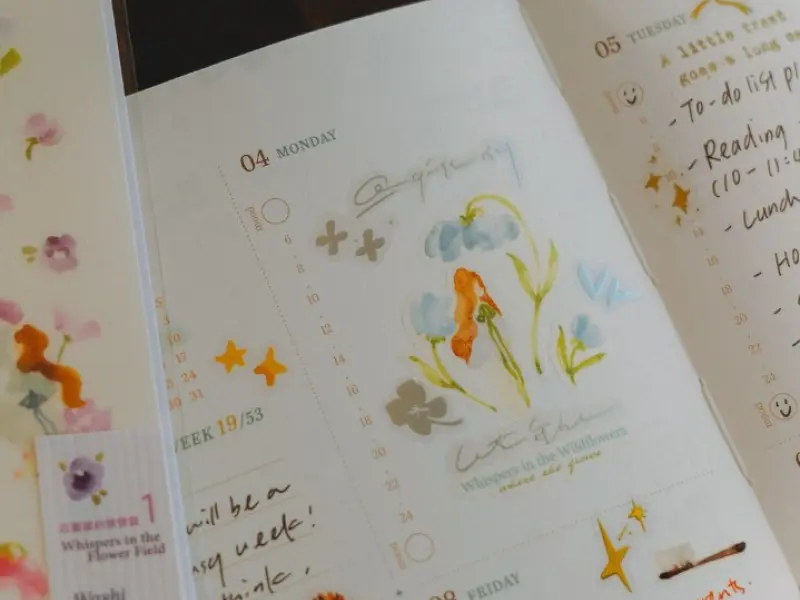 Pre-Order Meow Illustration Whispers in the Flower Field 1 Washi Stickers