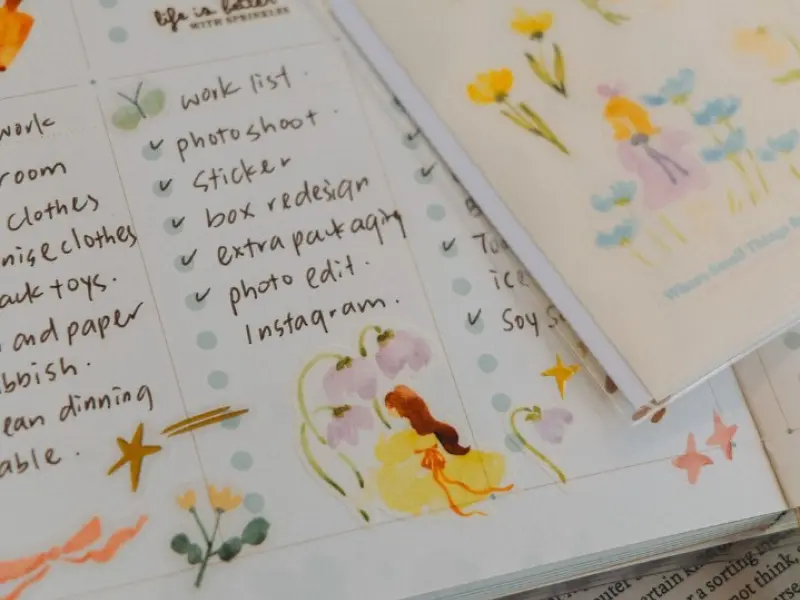 Pre-Order Meow Illustration Whispers in the Flower Field 2 Washi Stickers