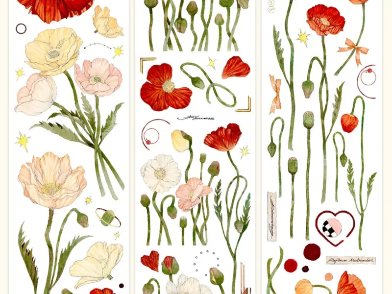 Reco Studio Washi Tape Sample - Poppy