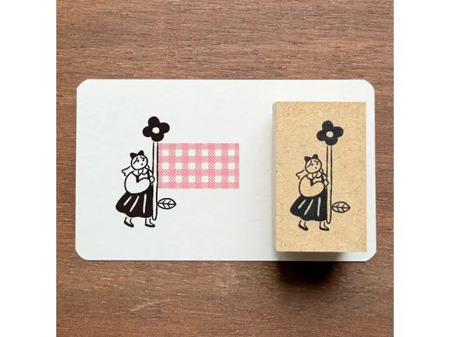 Stamp Marche Label Companion Stamp - Flower Flag Girl