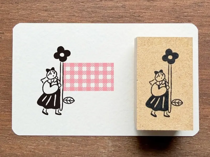 Pre-Order Stamp Marche Label Companion Stamp - Flower Flag Girl