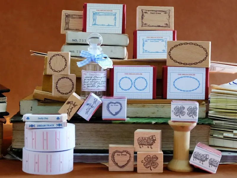 Pre-Order Kurukynki Wooden Rubber Stamp The Dream Ledger - Pillow Heart