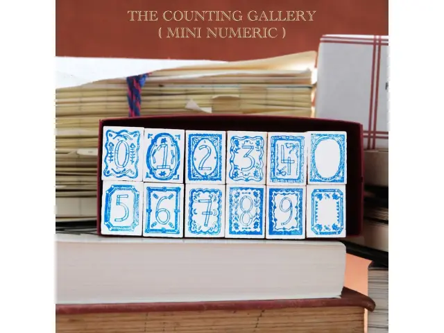 Kurukynki Wooden Rubber Stamp The Counting Gallery - Number Set