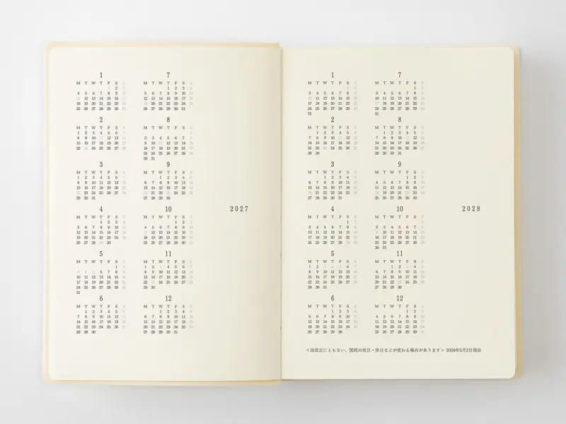 Pre-Order 2027 MD [A6] Notebook Diary 1 Day 1 Page